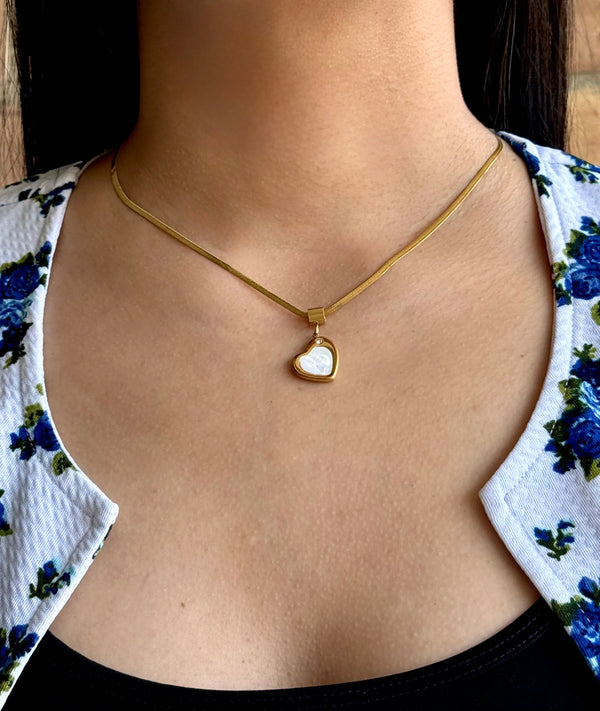 Combo Parejas Cadena Camino de Luz Hombre + Cadena Corazon Blanco Mujer - Oryos Joyeria
