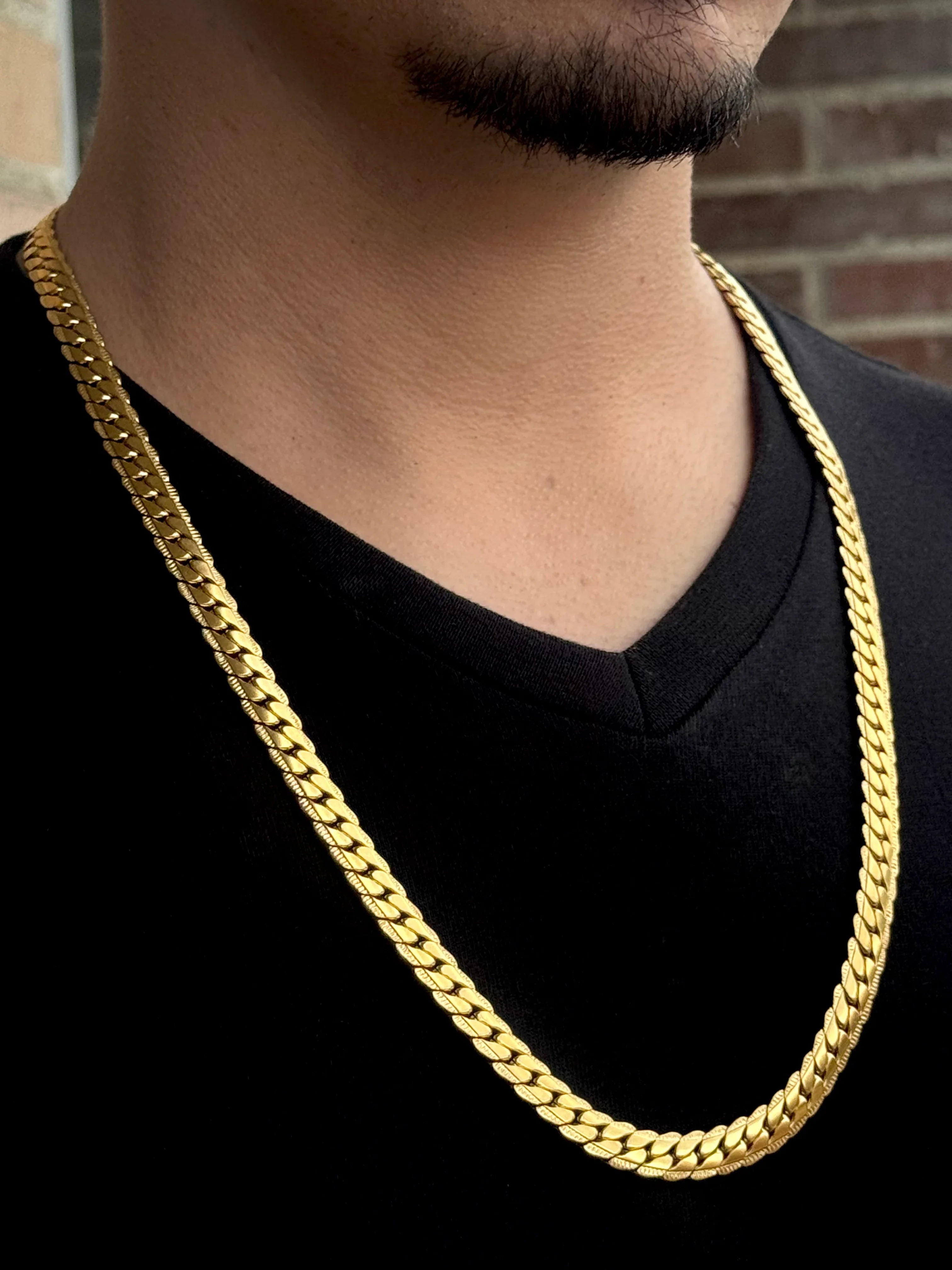 Cadena Runa Dorada Hombre 9mm - Oryos Joyeria