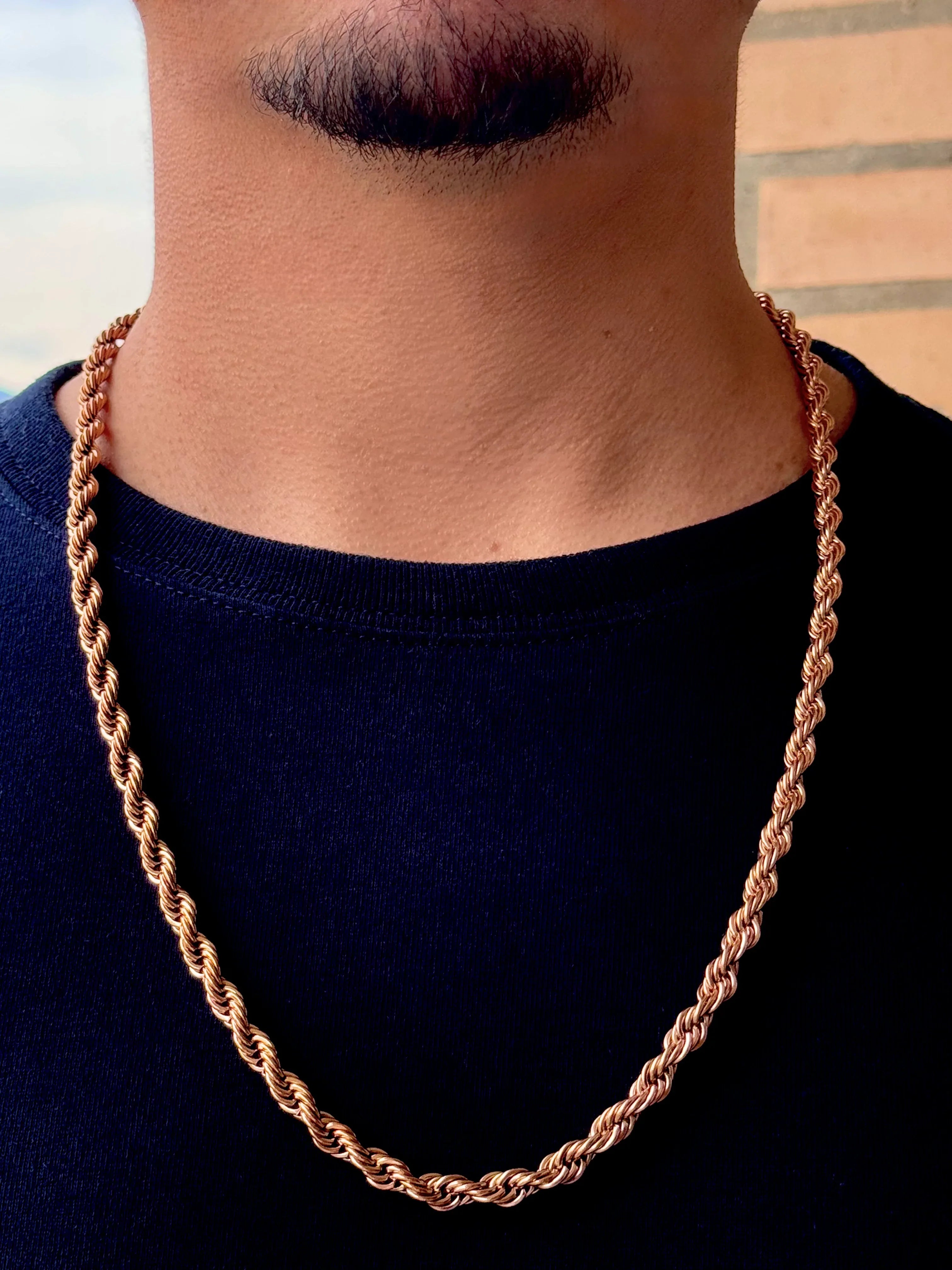 Cadena Hilo Sagrado Rosa Hombre 6mm - Oryos Joyeria