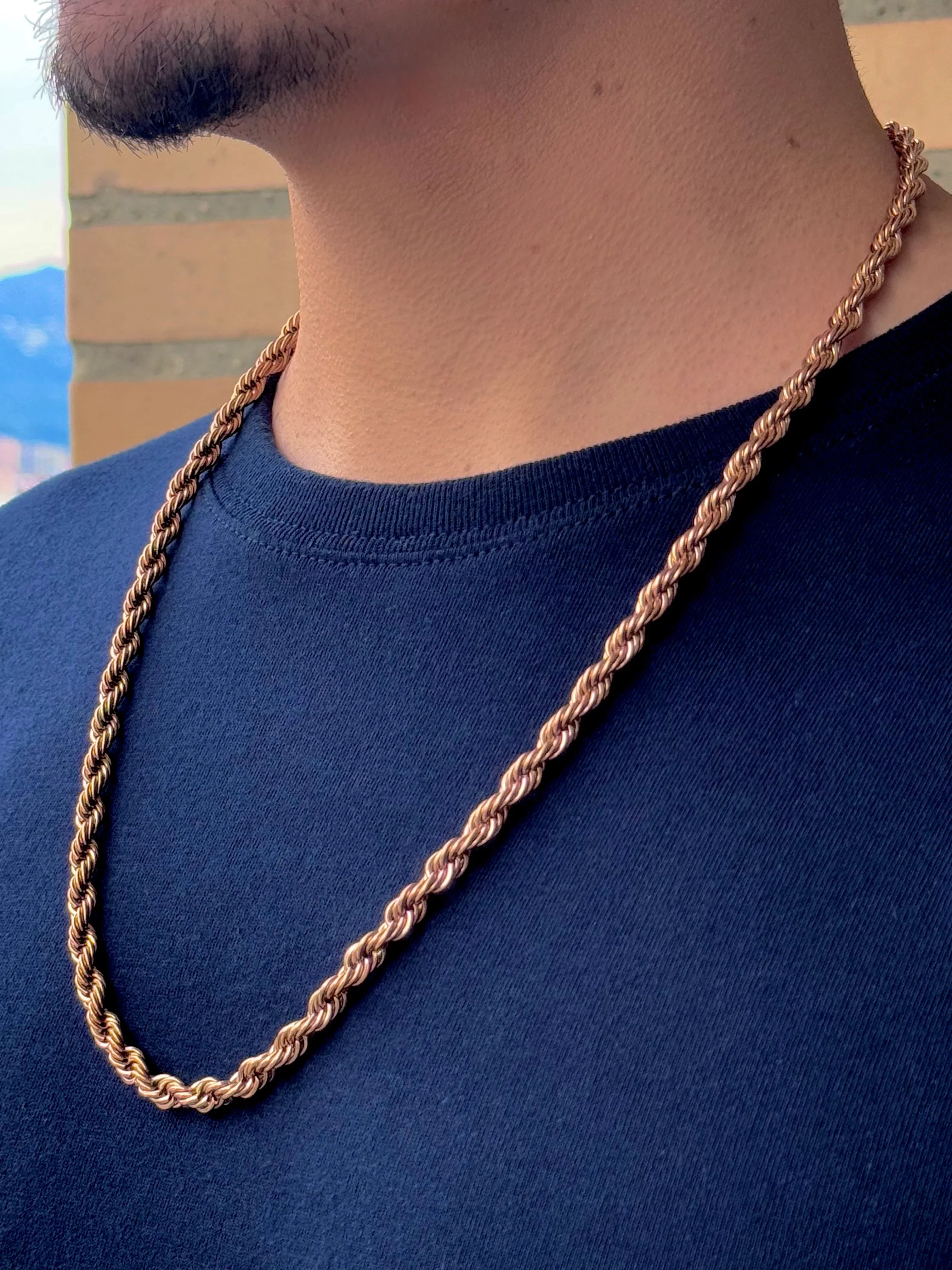 Cadena Hilo Sagrado Rosa Hombre 6mm - Oryos Joyeria