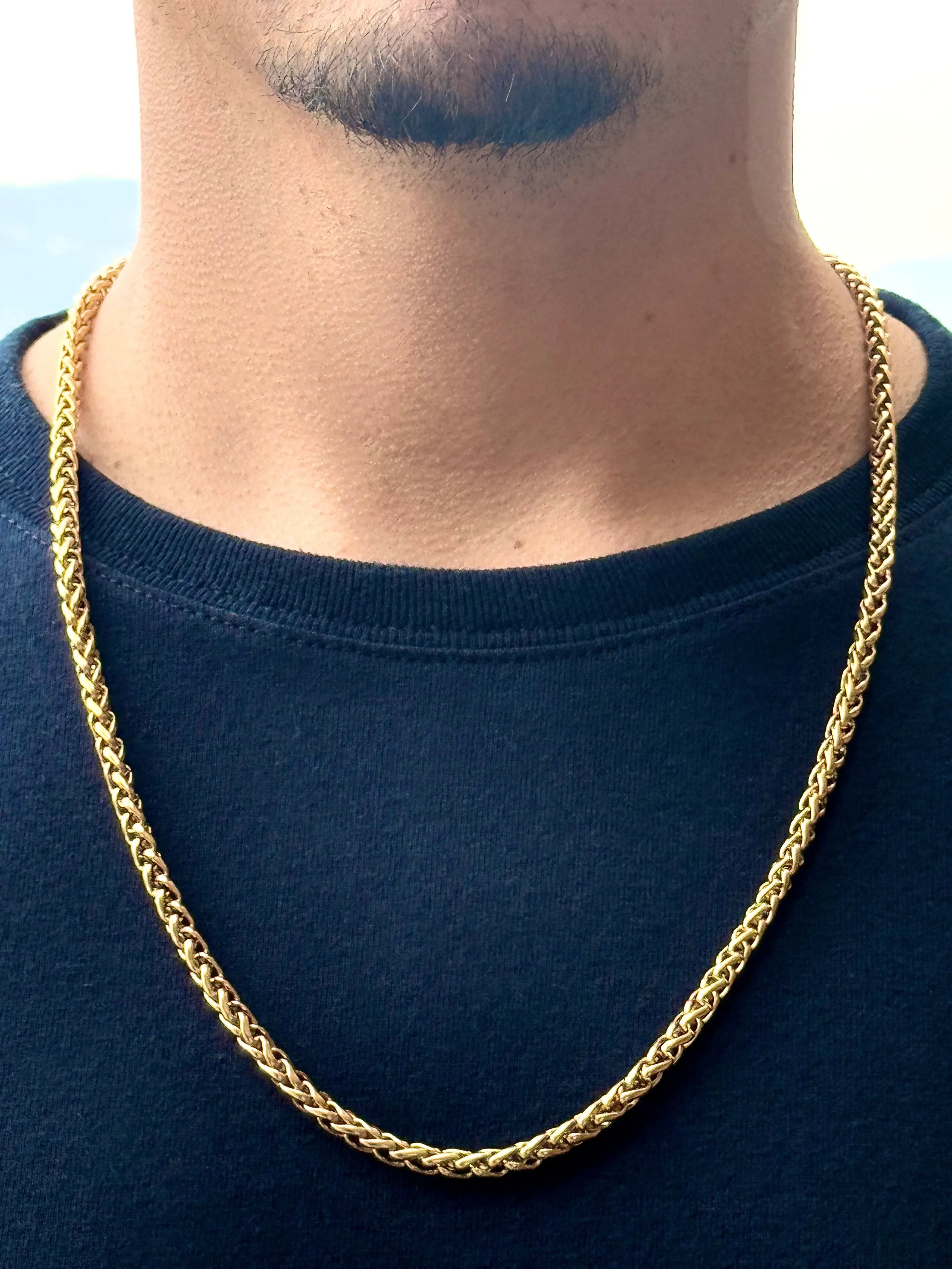 Cadena Espiga Dorada Hombre 5mm - Oryos Joyeria