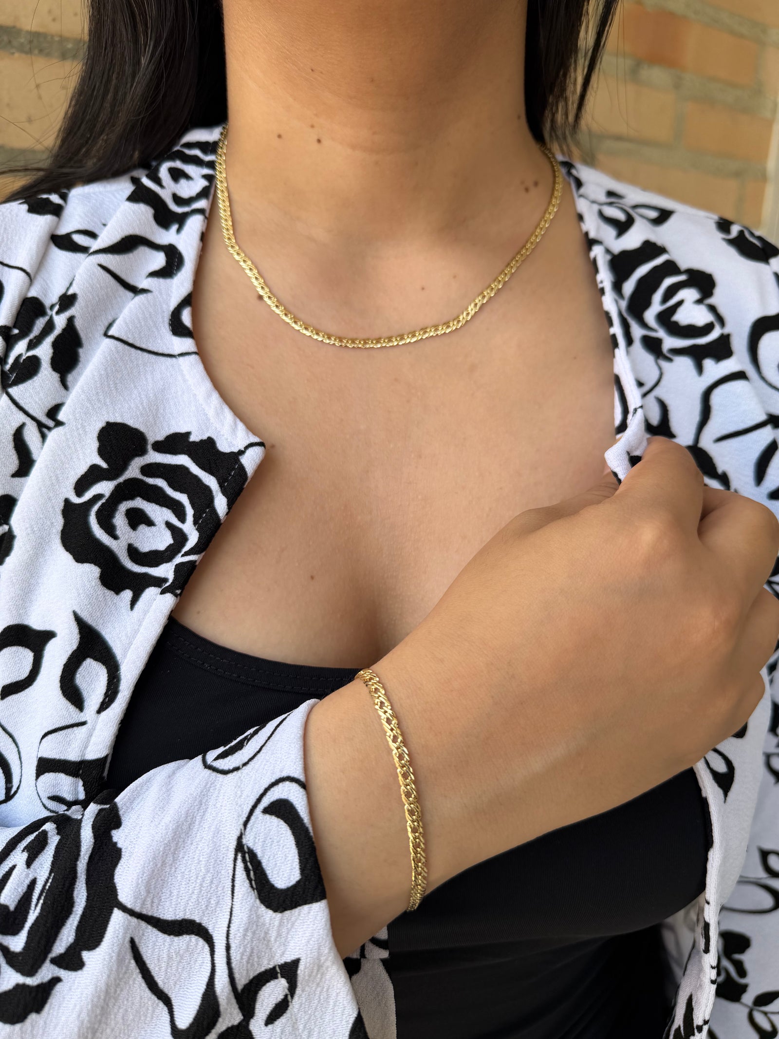 Combo Mujer Cadena y Pulsera Abrazo Eterno 3mm - Oryos Joyeria