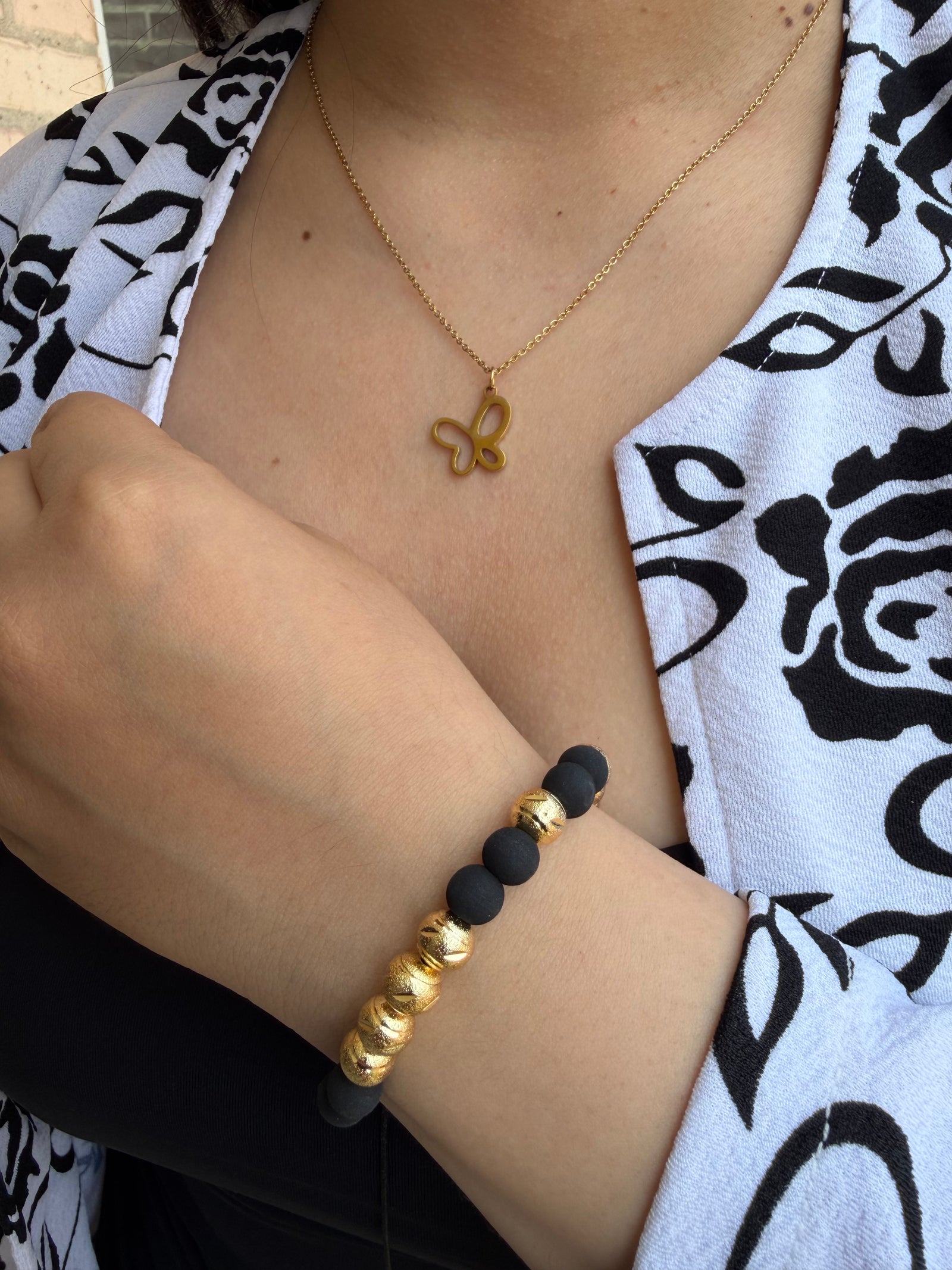 Combo Mujer Cadena Mariposa + Manilla Diamantada 9 balines - Oryos Joyeria