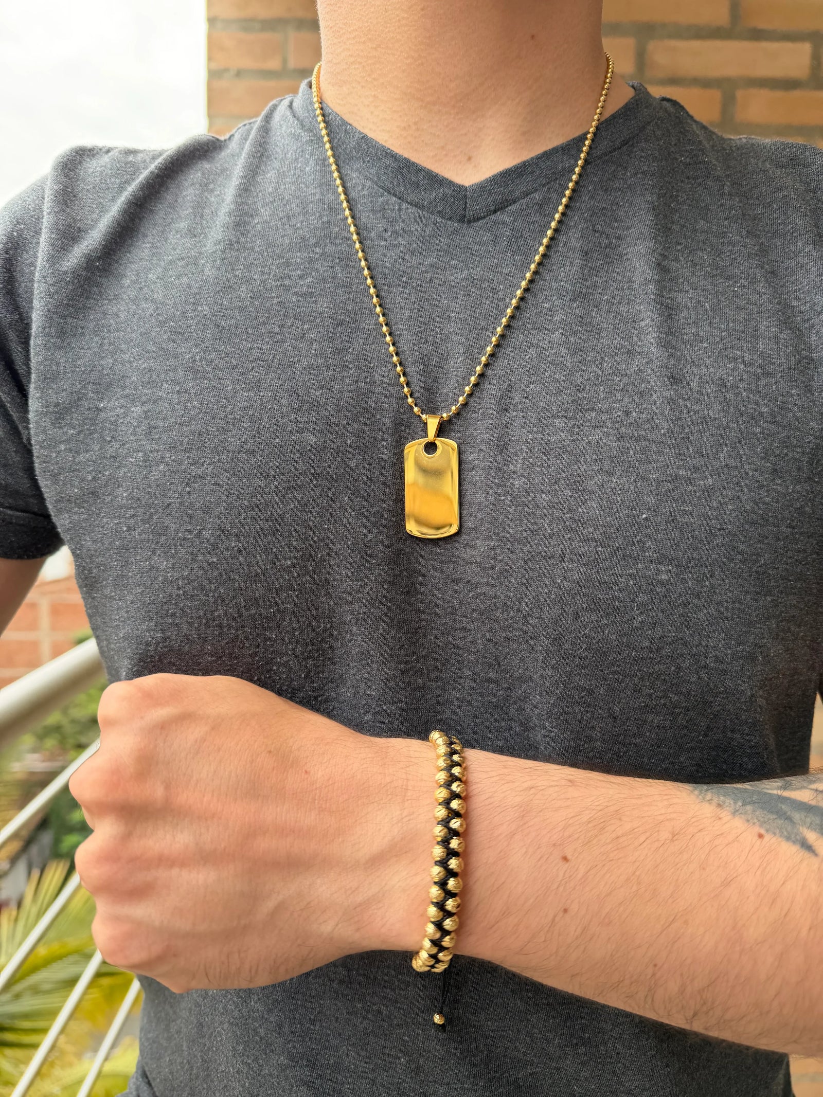 Combo Cadena Orden Táctico 3mm + Dije + Manilla Italiana Doble (24 Balines) - Oryos Joyeria