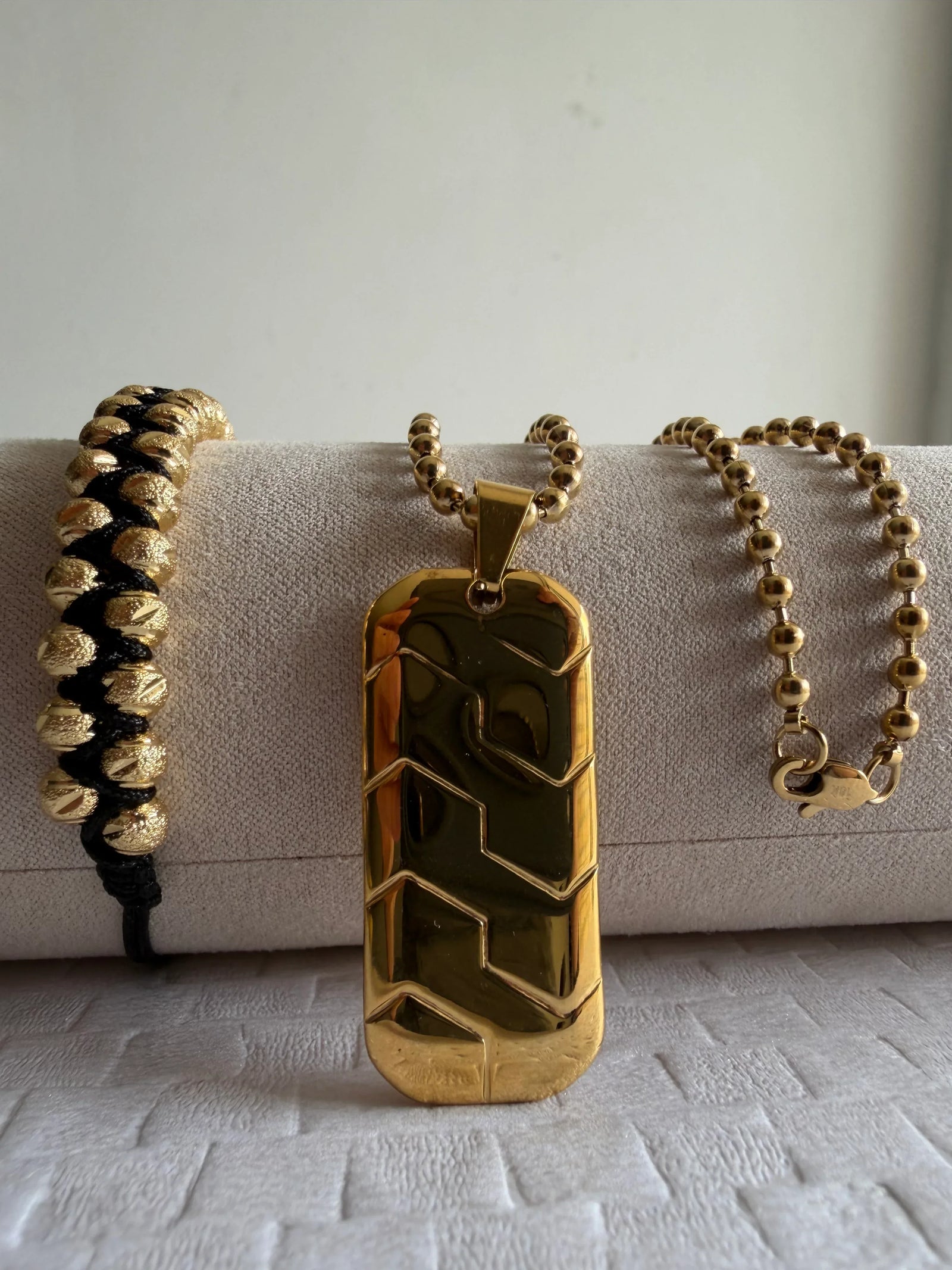 Combo Cadena Orden Táctico 3mm + Dije + Manilla Italiana Doble (24 Balines) - Oryos Joyeria