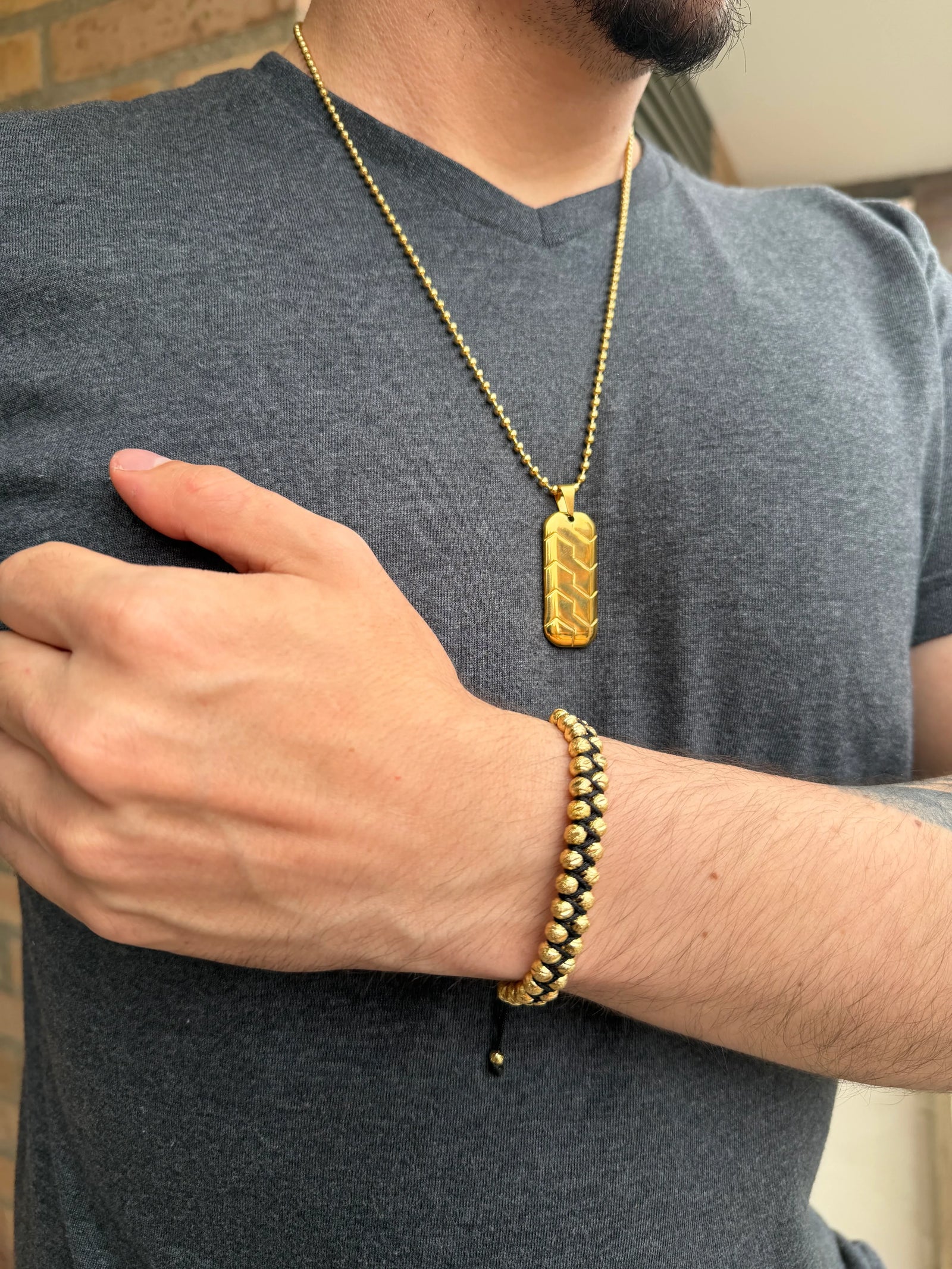 Combo Cadena Orden Táctico 3mm + Dije + Manilla Italiana Doble (24 Balines) - Oryos Joyeria