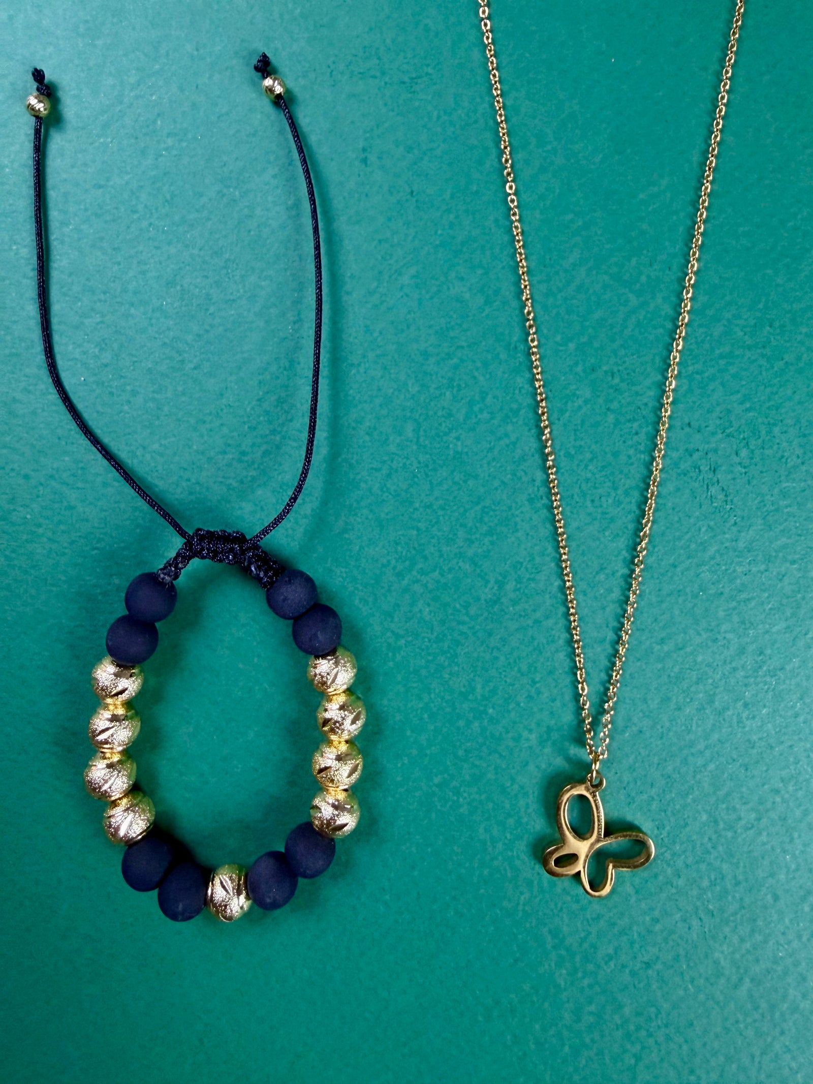 Combo Mujer Cadena Mariposa + Manilla Diamantada 9 balines - Oryos Joyeria