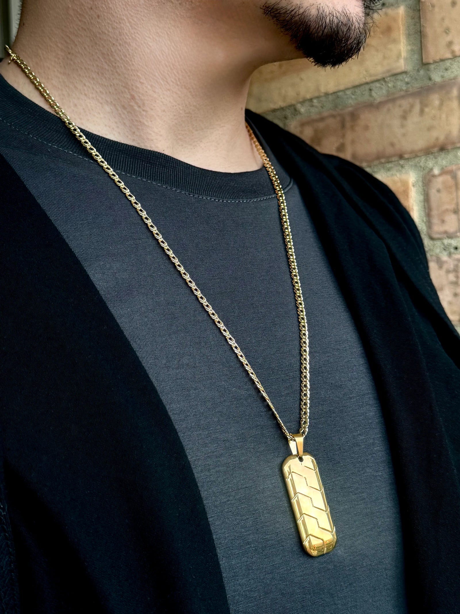 Dije Placa Lineas - Oryos Joyeria