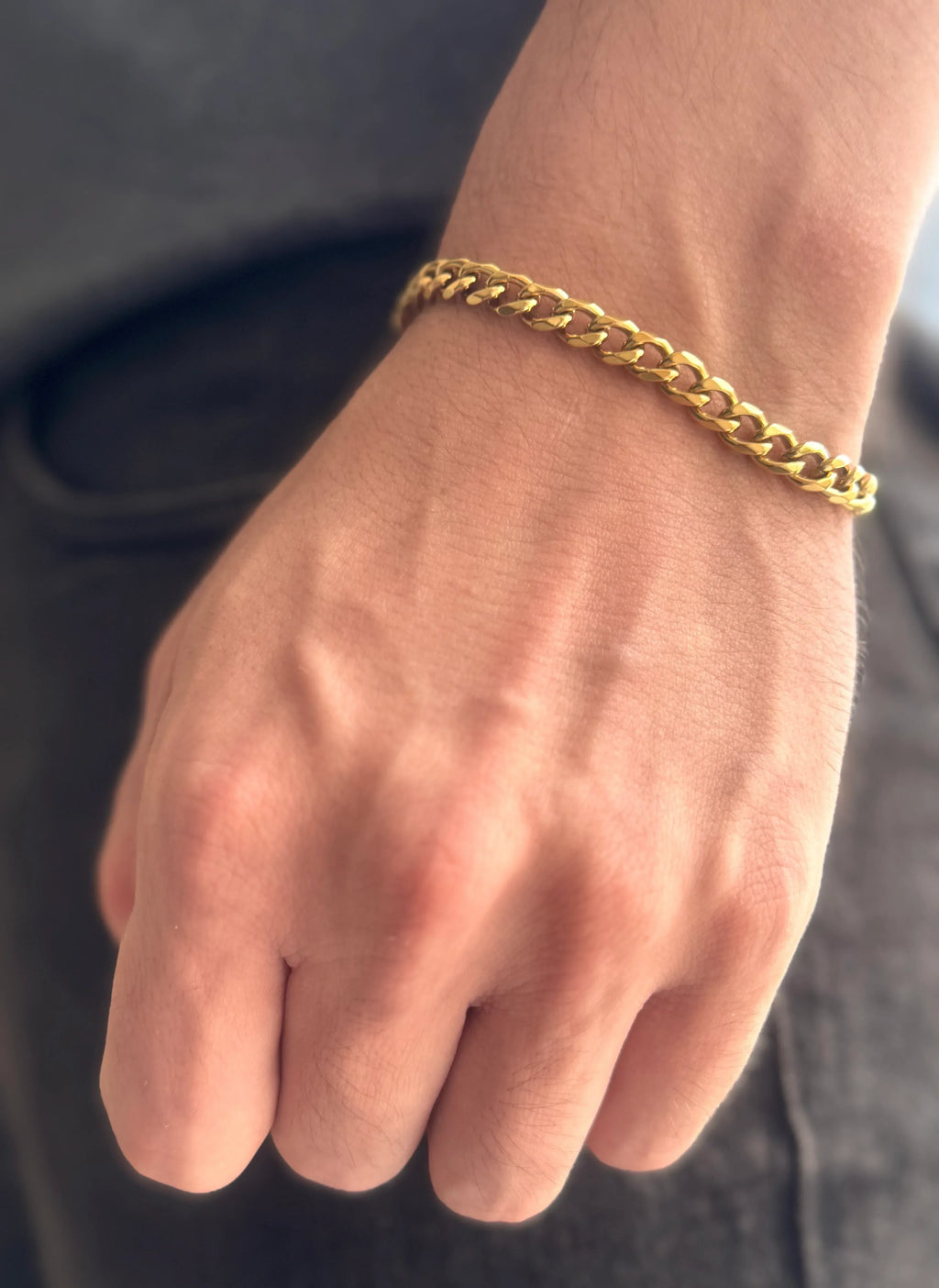 Pulsera Ritmo Dorado Hombre 6mm - Oryos Joyeria