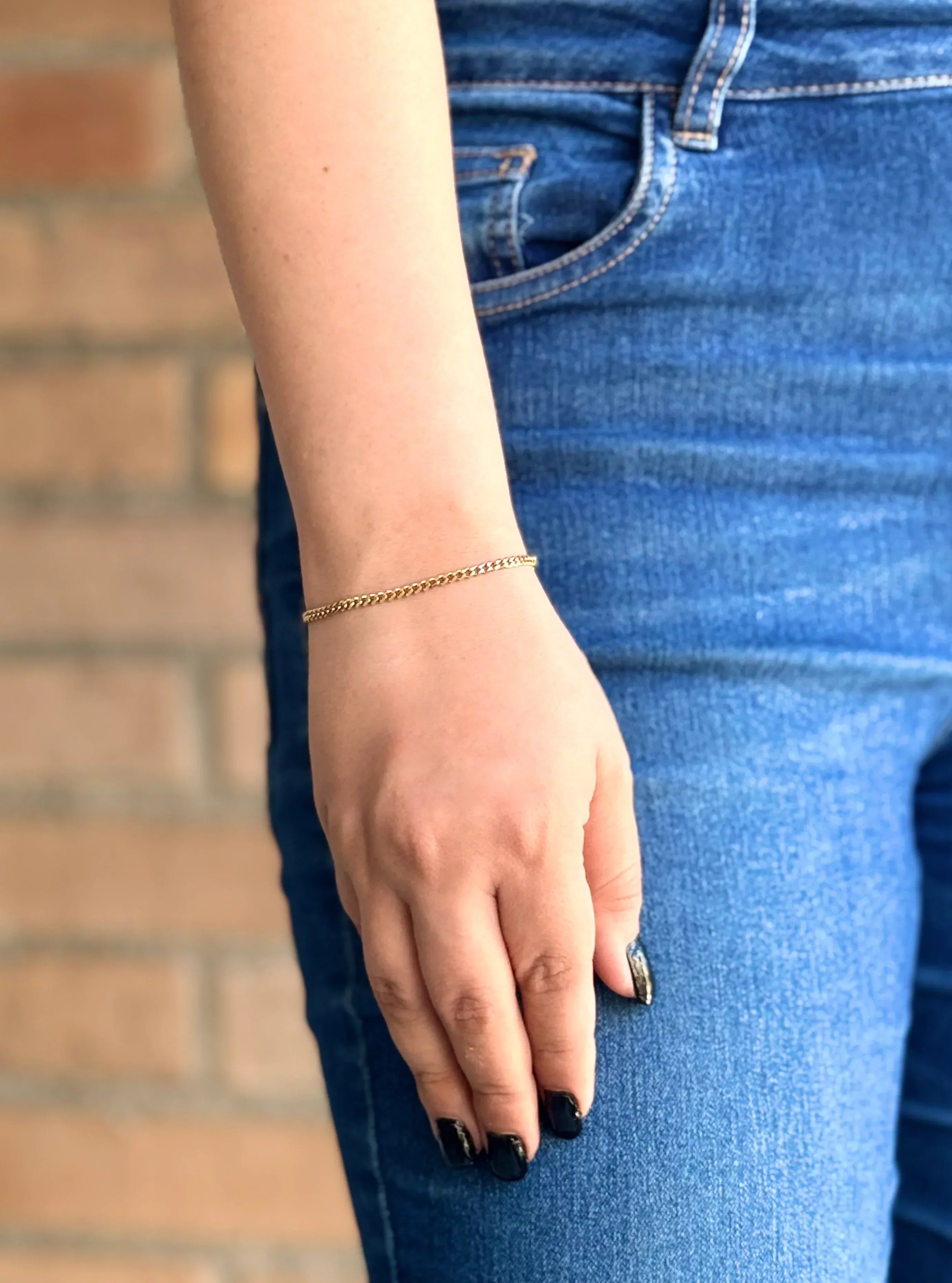 Pulsera Ritmo Dorado Mujer 3mm - Oryos Joyeria